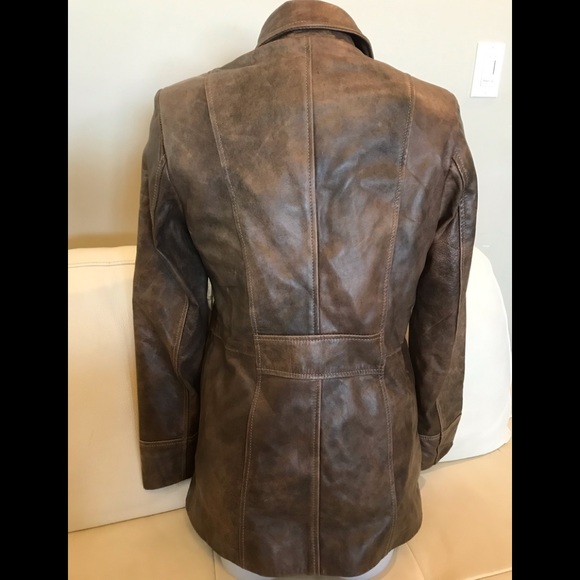 Santos Leather Vintage Brown Long Sleeve Jacket size Small - Picture 3 of 10